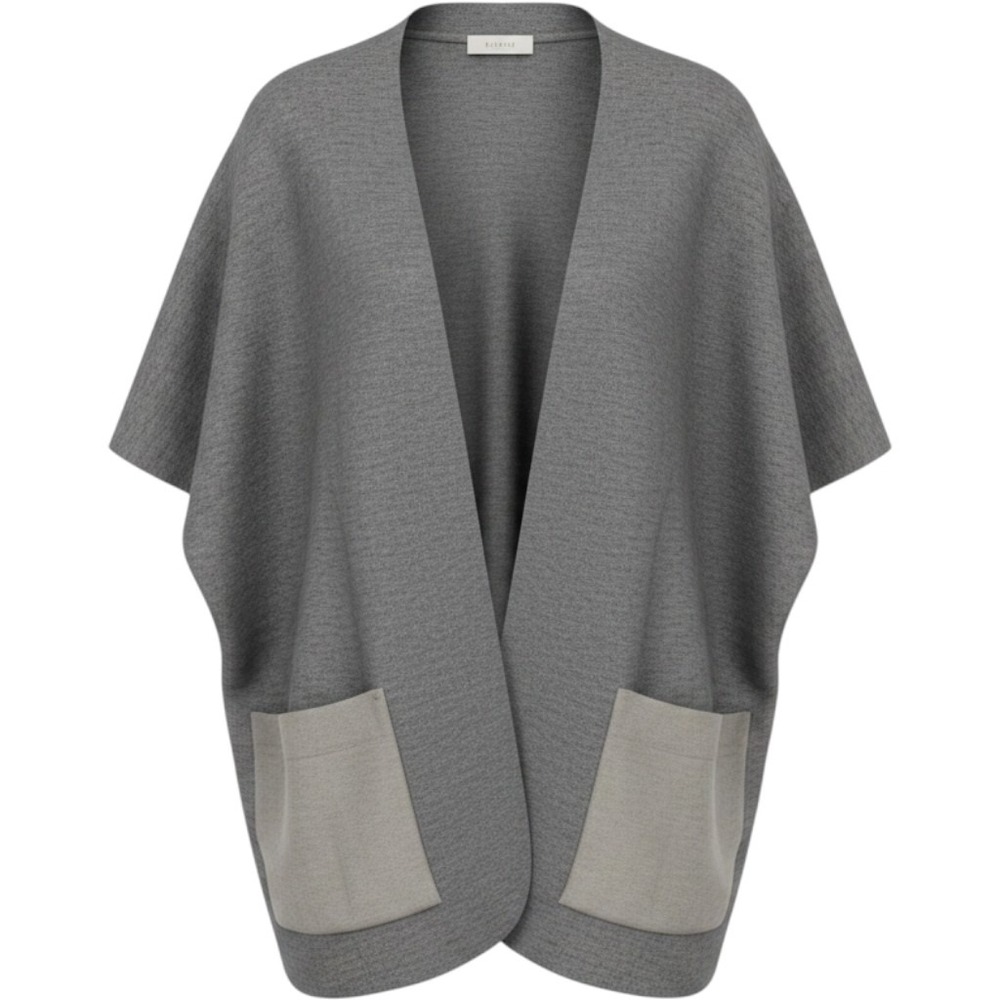 Lysse New York Gray Cotton Cashmere Blend Open Front Poncho Wrap L/XL